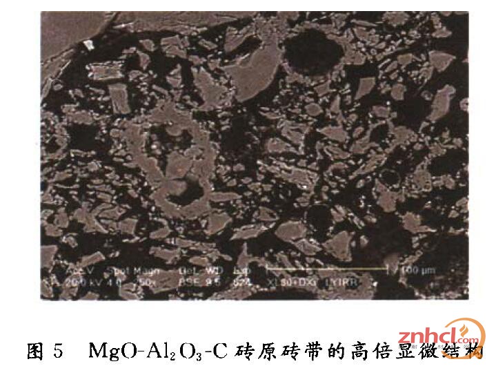 MgO—AL2O3一C砖过渡带的高倍显微结构